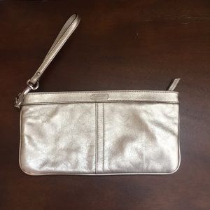 Coach lux gold leather wristlet